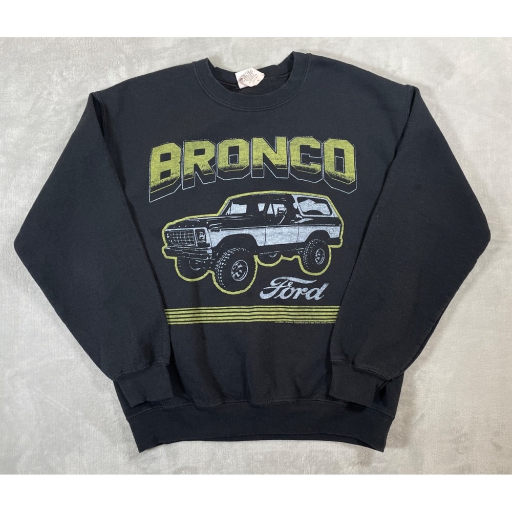 Ford Bronco Sweatshirt Men S Black Junk Food Graphic Crewneck Faded